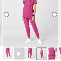 Pink Maternity Scrub Set