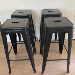 Backless 30” Bar height Metal Stools Set of 4
