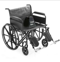 Heavy Duty Bariatric Wheelchair for Adults - Removable Full Arms and Elevated Leg Rests - Adjustable Height, Foldable - 30 Inch Seat Width,  700lb Cap