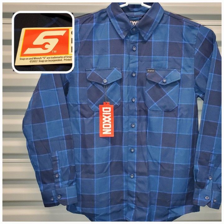 Dixxon x Snap-on Blue Buffalo Plaid Flannel Work Shirt Men's Medium D-Tech Limited Edition