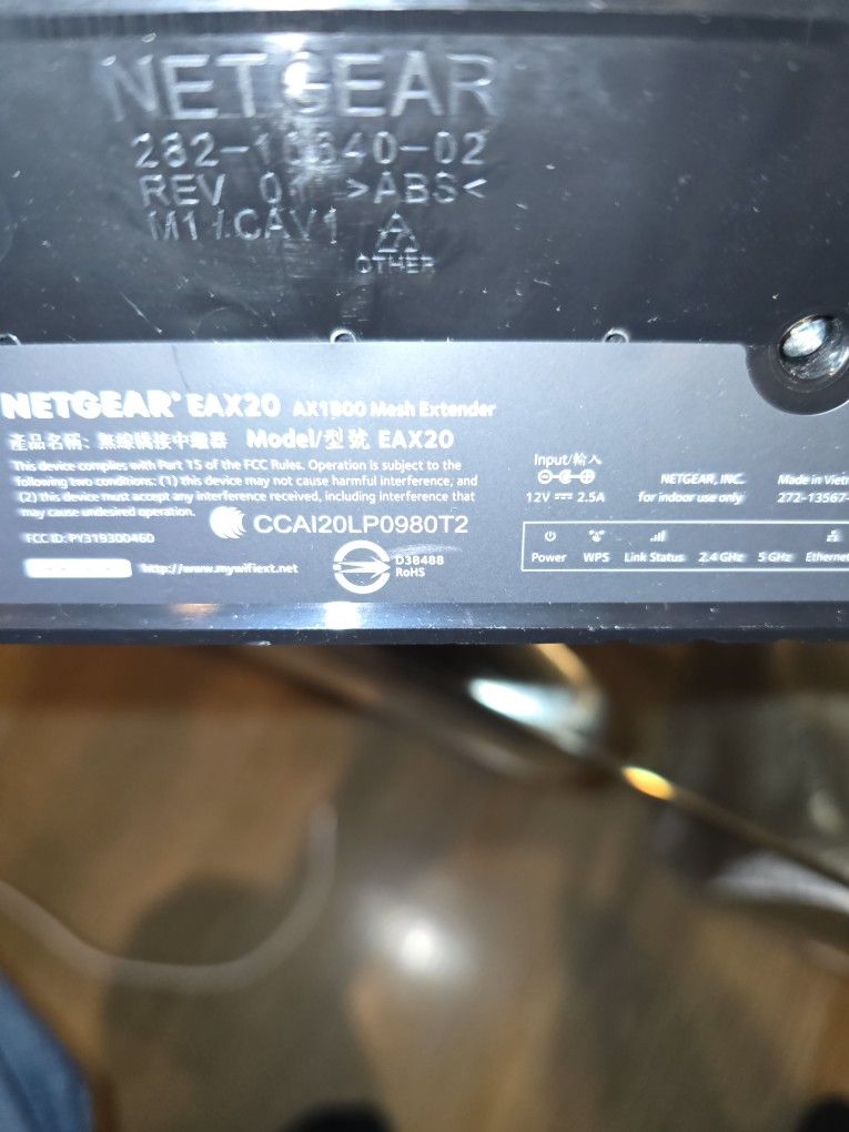 Netgear Eax20 Ax1800 Mesh Extender 