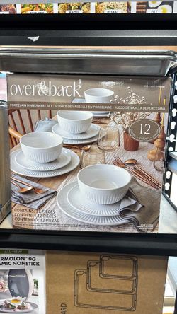 Over & Back 12-Piece Porcelain Dinnerware Set