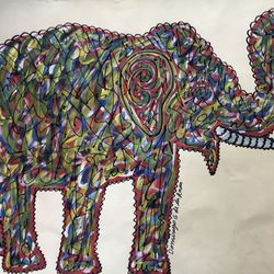 Hand Painted Elephant On Canvas