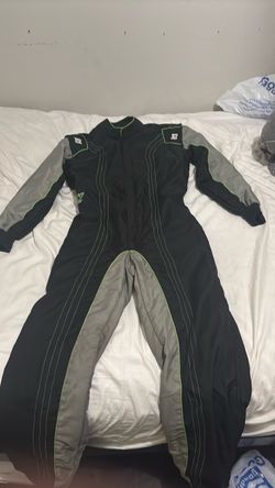 K1 Race Gear GK2 Kart Racing Suit – 1-Piece Cordura, Black/Grey/Green