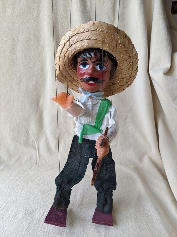 VTG Mexican Folk Art String Puppet Puppet Mexican Cowboy W
