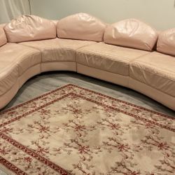 Peach Leather Round Couch