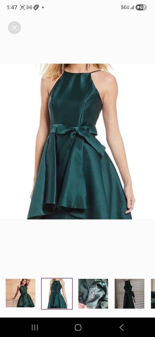 Elegant Green Satin Dress
