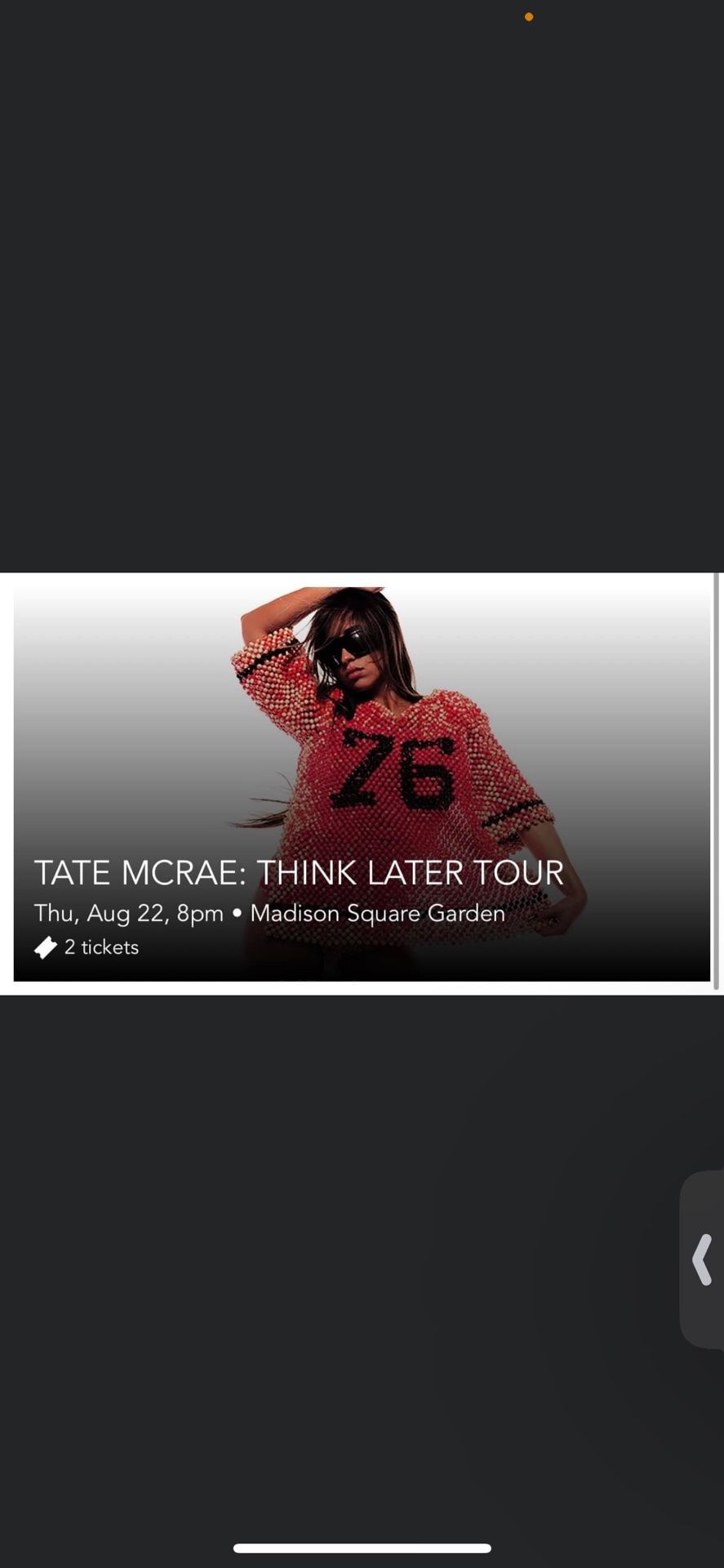2 Tate McRae MSG tickets (SECTION B ROW 18)