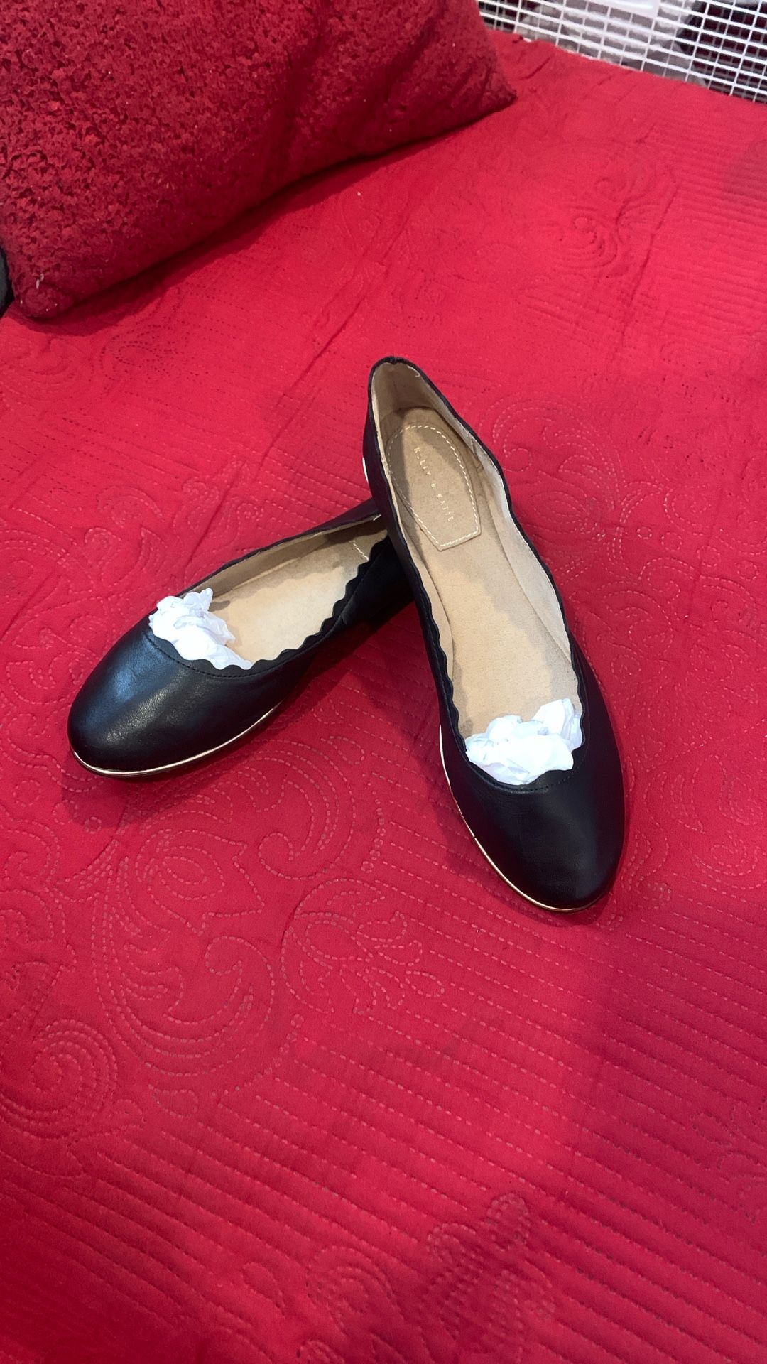 New Gold Lined Black Flats