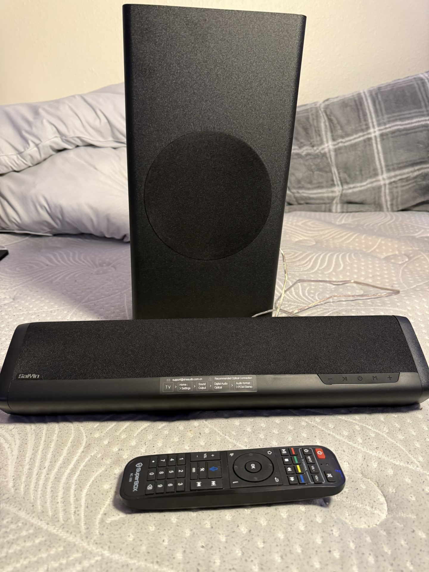 Saiyin Sound Bars for TV with Subwoofer, 2.1 Deep Bass Small Soundbar Monitor Speaker Home Theater Surround System PC Gaming Bluetooth/AUX/Optical Con