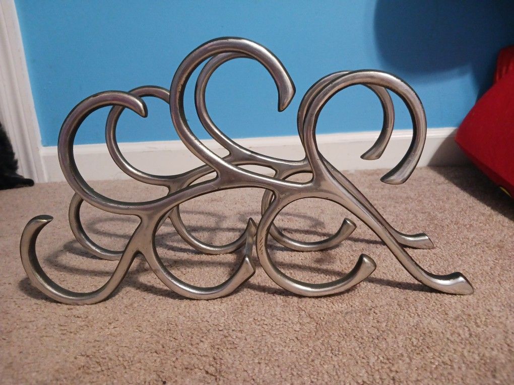 Heavy 6 Bottle Curved Wine Rack Unique OBO