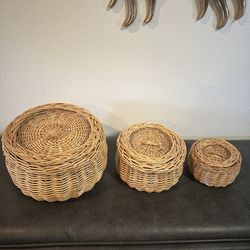 Boho Wicker Nesting Baskets