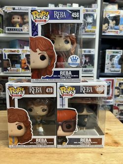 ALL 3 Reba McEntire Funko Pops EXC Country Music Awards #458 #478 #494 Cowgirl