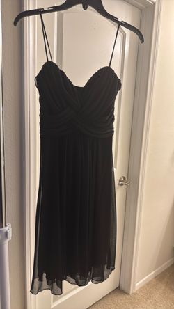 Black Chiffon Ruched Spaghetti Strap Dress