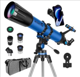 NEW HUGERSTAR 90mm / 800mm High-Powered Telescope – Complete Astronomy Kit