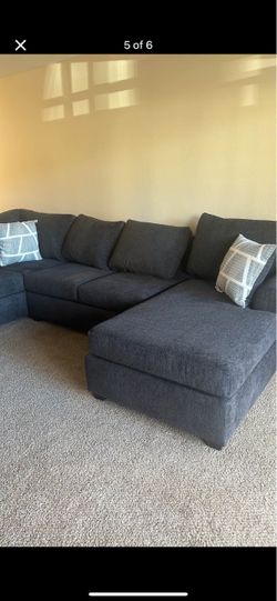 Dark Gray Sectional Sofa with Chaise
