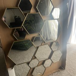 World Market Brass Honeycomb Mirror New