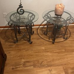 Set Of Glass End Tables 