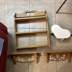 Heart Shelf’s With Miniature Heart Shaped Stool