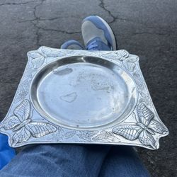 collectible aluminum tray featuring a butterfly motif, likely from the Arthur Court Designs collection