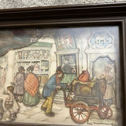 Estate Piece Anton Pieck Art In Heavy Shadow Box