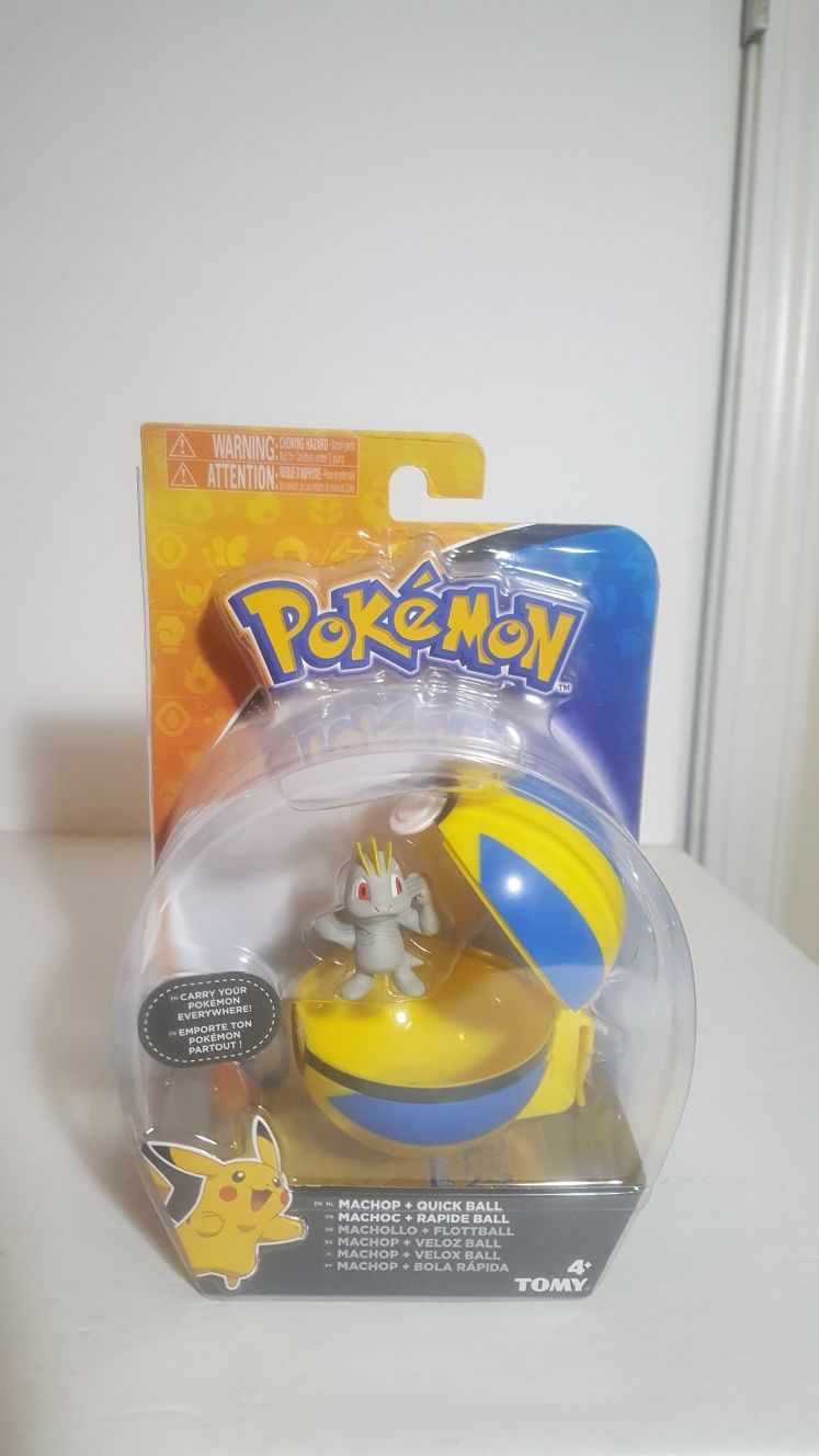 Pokemon Machop and Quickball clip on carry case with the action figure included