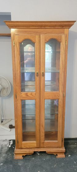 Solid Oak Curio Cabinet