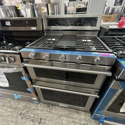 Kitchen Aid 30” Gas Stove In Stainless Steel New Open Box With Duo Oven 