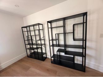 Eulas 70.8 in. Black Wood 10 Shelf Etagere Bookcase with Open Shelves