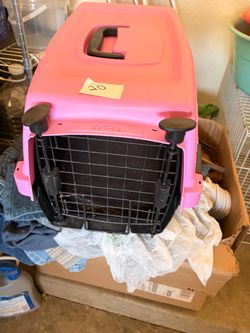 Pink Plastic Pet Travel Carrier Crate