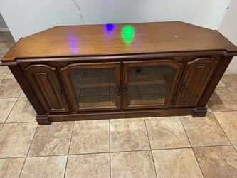 Wood Corner TV Stand with Glass Doors