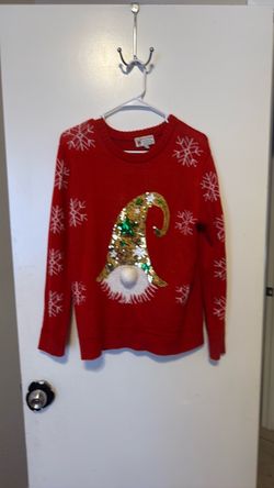 Red Christmas Gnome Sequin Sweater