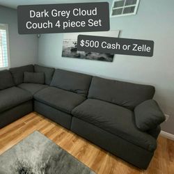 Dark Gray Sectional Couch Sofa Cloud Dupe 