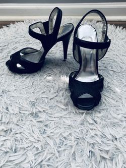 Calvin Klein black open toe heels