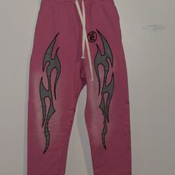 (Sm) Pink Flame Hellstar Sweatpants.