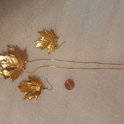 Vintage Gold Tine Plated Maple Leaf Necklace & Earrings 
