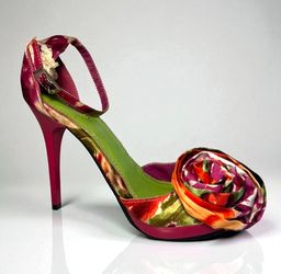 Women’s Anne Michelle Peep Toe Heels – Floral Multi | Size 6.5  🌸 