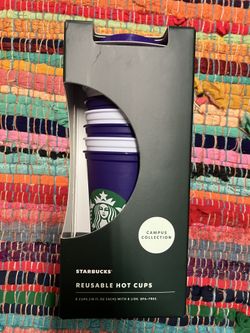 Starbucks UW University Of Washington Reusable Hot Cups W/ Lids 6-Pack 16 Oz New