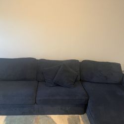 Navy Blue L Shape Sectional Sofa. 