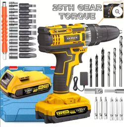 21V Cordless Impact Drill Set, Wireless Drill Set, Household Power Tool Set, with Battery And Quick Charger, Battery Powered