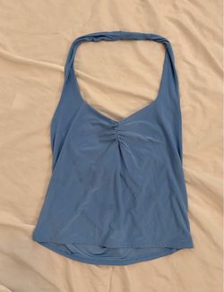 blue halter tank top
