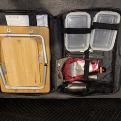 GSI Outdoors Picnic Basket Set with Cutting Board, Wine Glass, Containers