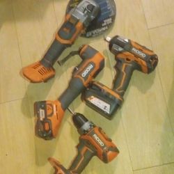 Ridgid Brushless 1/2  High Torque Impact Multi-tool Grinder Drill 2 Batteries 