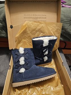 Brand New Ugg Boots, Never Worn ,blue With Adorable Bows On Side