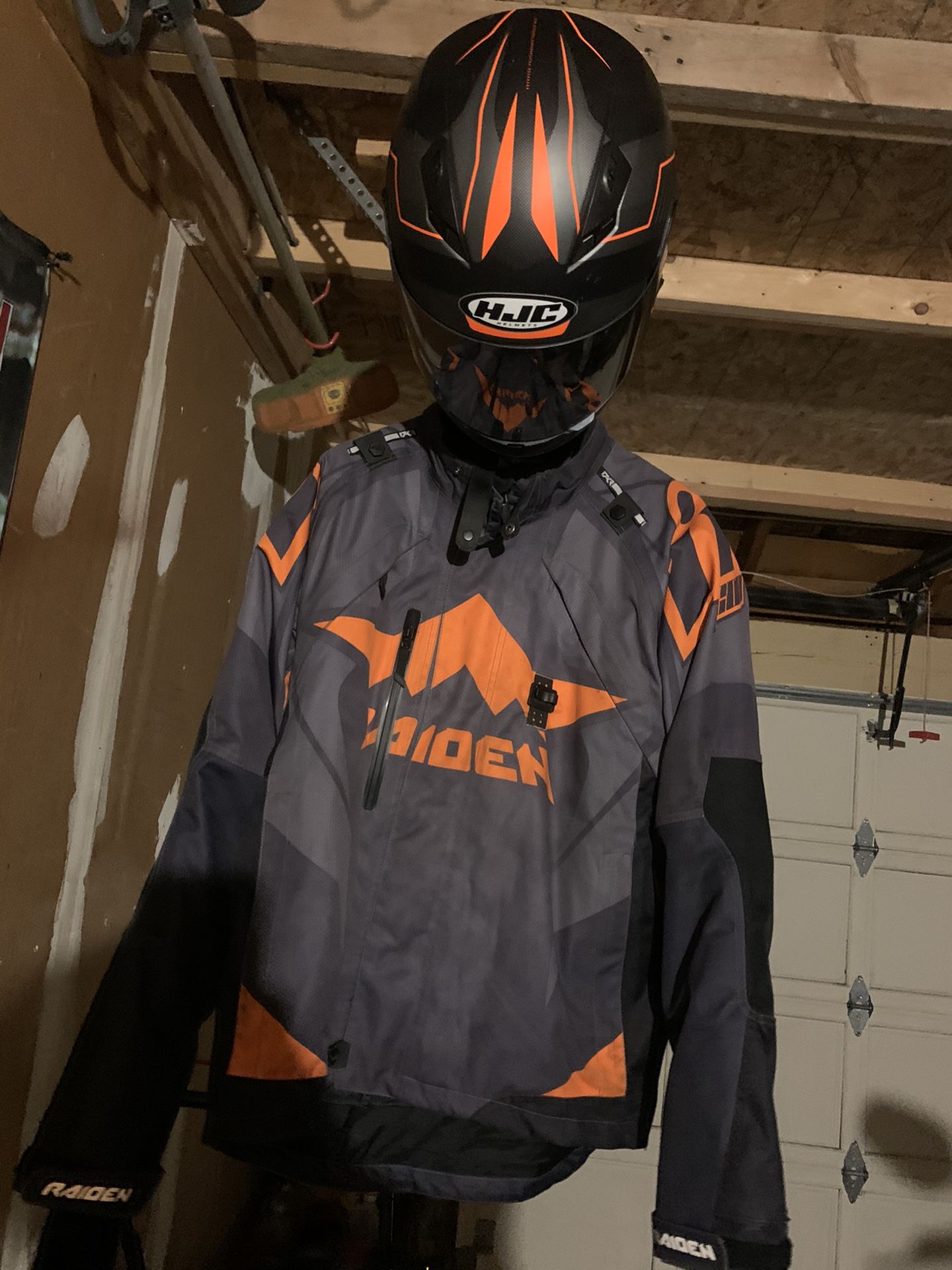 Motorcycle helmet and jacket combo