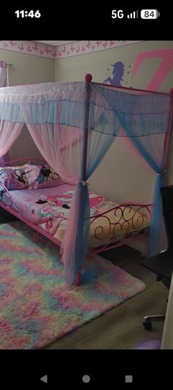 TWIN Bed frame mattress 2 comforter sets never slept on.