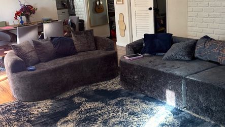 Boneless foam long gray couch