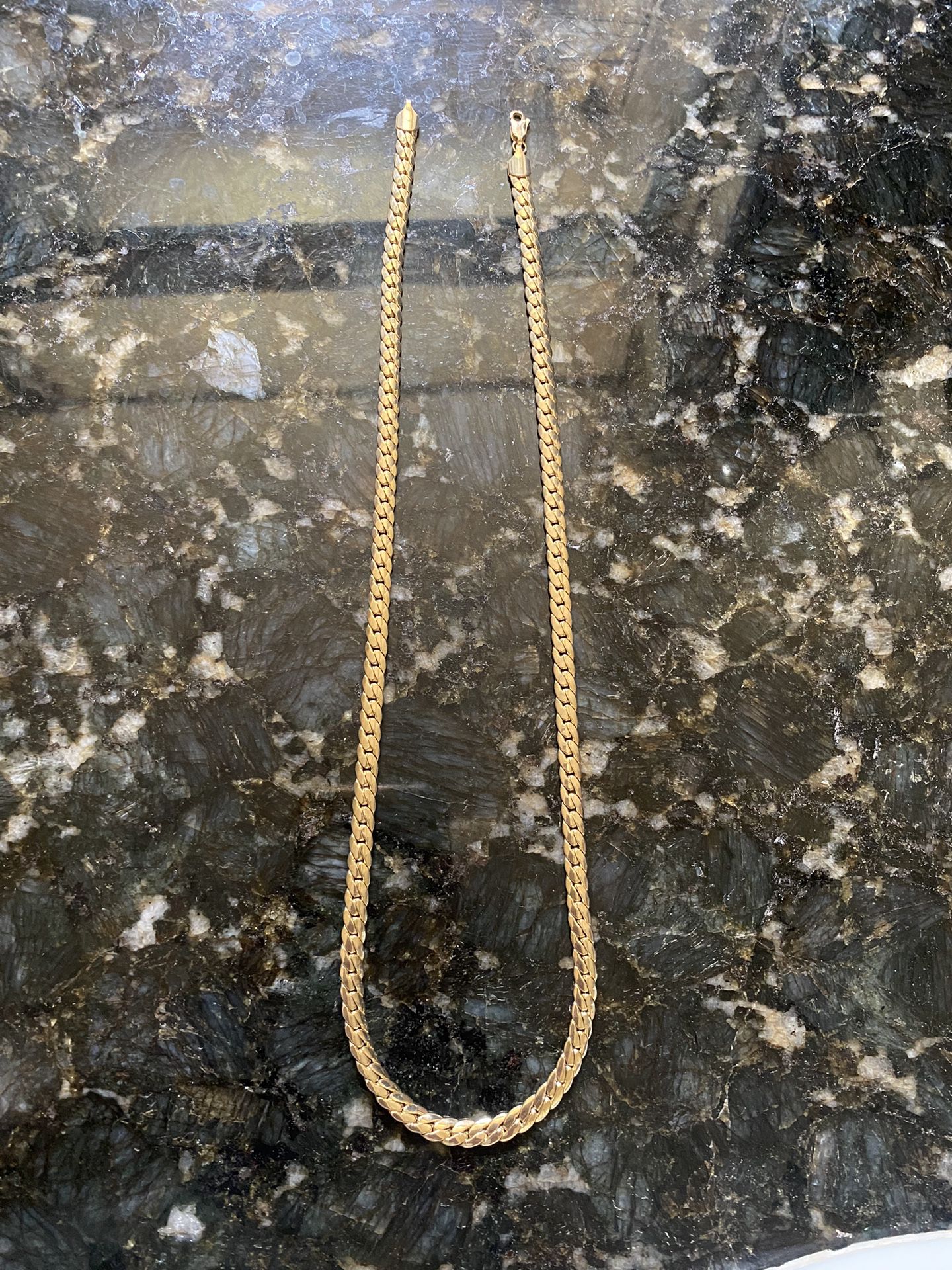 14k Rhodium Plated Gold Cuban Link Chain 