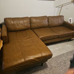 Leather couch w/chaise