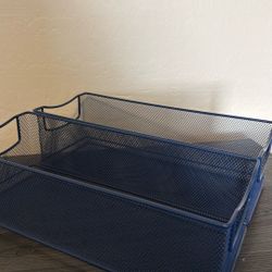Two Blue Metal Basket
